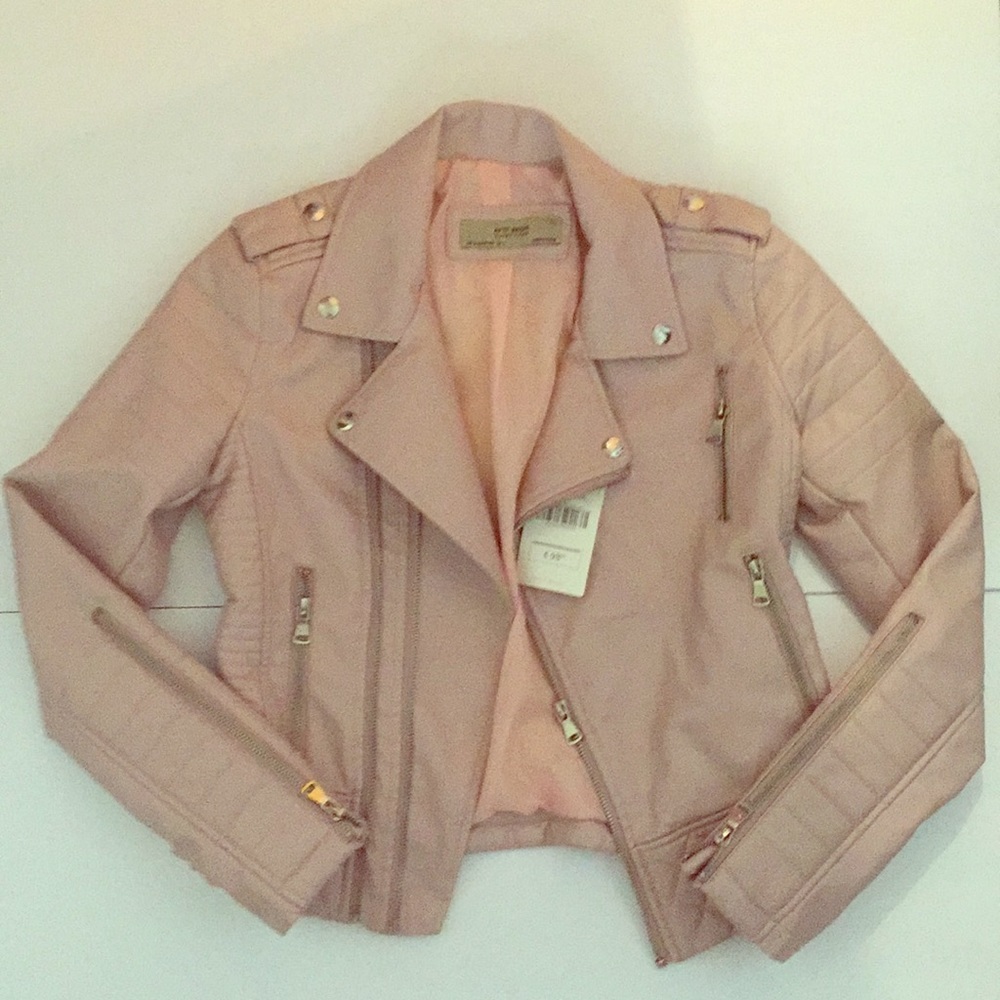 Blush Pink Fauxbiker leather jacket